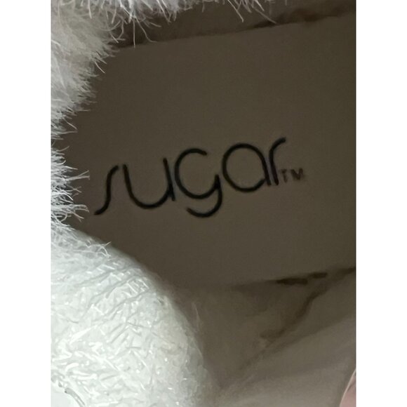 Sugar Gelato Boots Girls Size 8 M Silver Metallic Glitter White Faux Fur Lace-up - Picture 10 of 10